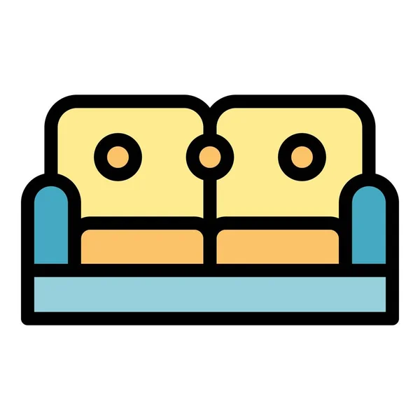 Warna ikon kamar tidur sofa tekstil garis luar vektor warna - Stok Vektor