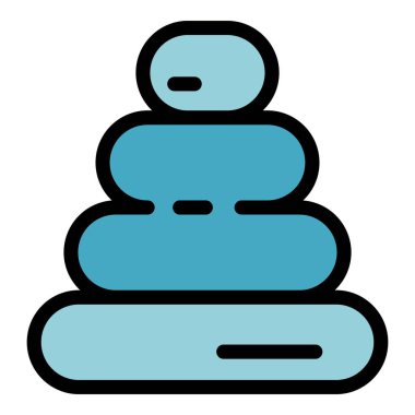 Piramit oyuncak simgesi renk ana hatları vektörü