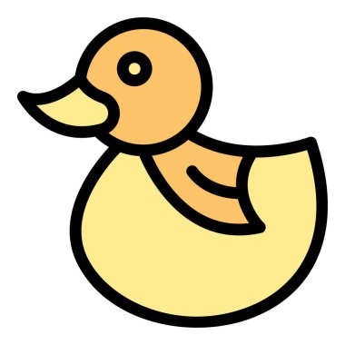 Ördek oyuncağı simgesi renk ana hatları vektörü