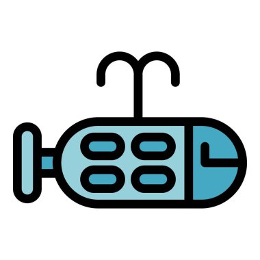 Çocuk gemi simgesi renk ana hatları vektörü