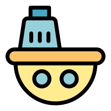 Plastik gemi simgesi renk ana hatları vektörü