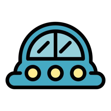 Uzay gemisi oyuncak simgesi renk ana hatları vektörü