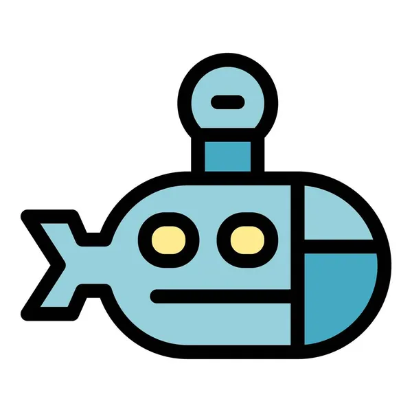 Kid toy submarine icon color outline vector — Stock Vector