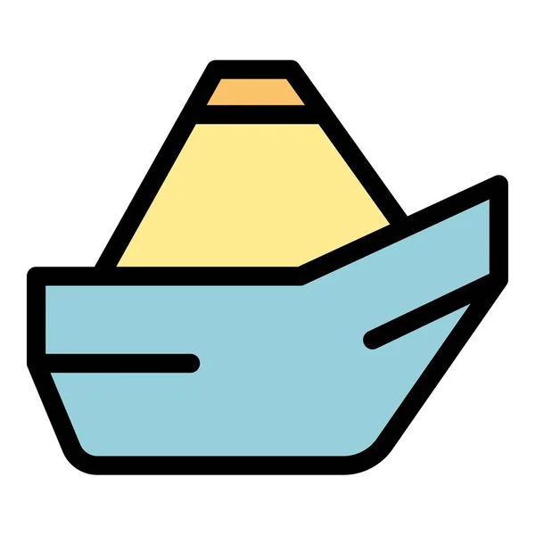 Enfant bateau icône couleur contour vecteur — Image vectorielle