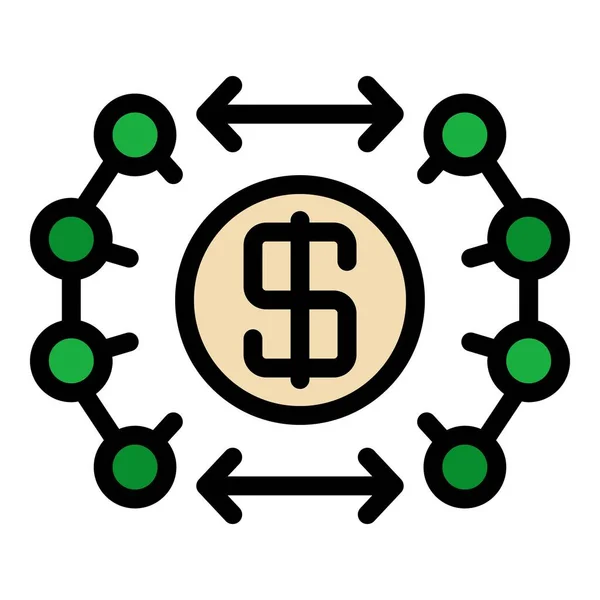 Círculo de dinheiro ícone cor contorno vetor —  Vetores de Stock