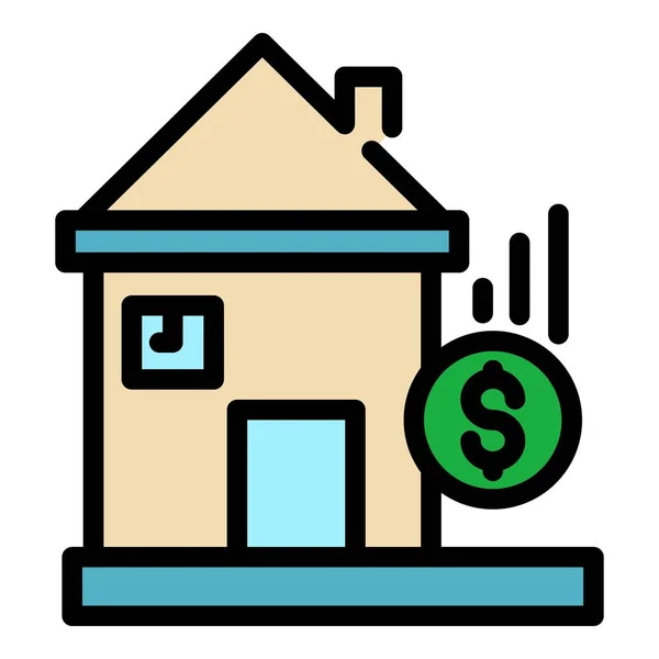Casa tasa de crédito icono color esquema vector — Archivo Imágenes Vectoriales