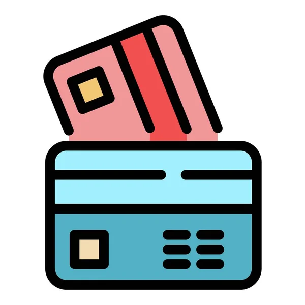 Pénzügyi hitelkártyák ikon színes vázlat vektor — Stock Vector