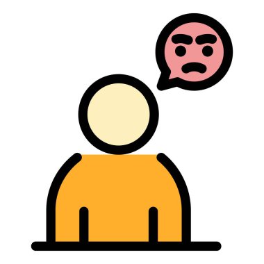 Kötü gençlik düşünce simgesi renk ana hatları vektörü