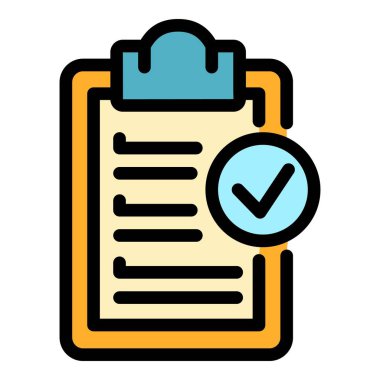 Tamamlanmış pano simgesi renk ana hatları vektörü