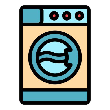 Çamaşır makinesi simgesi renk ana hatları vektörü