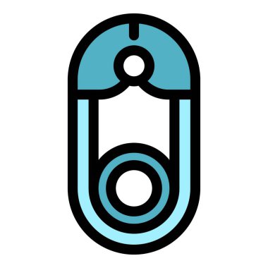 Kumaş pin simgesi renk ana hatları vektörü