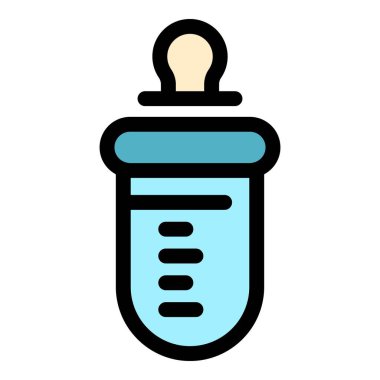 Bebek şişe simgesi renk ana hatları vektörü