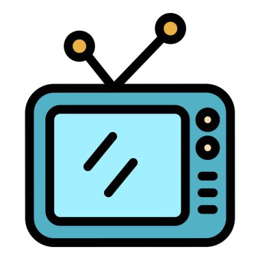 Retro tv simgesi renk ana hatları vektörü