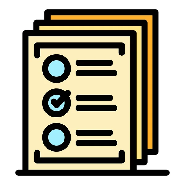 Lista de verificación icono de papel color contorno vector — Vector de stock