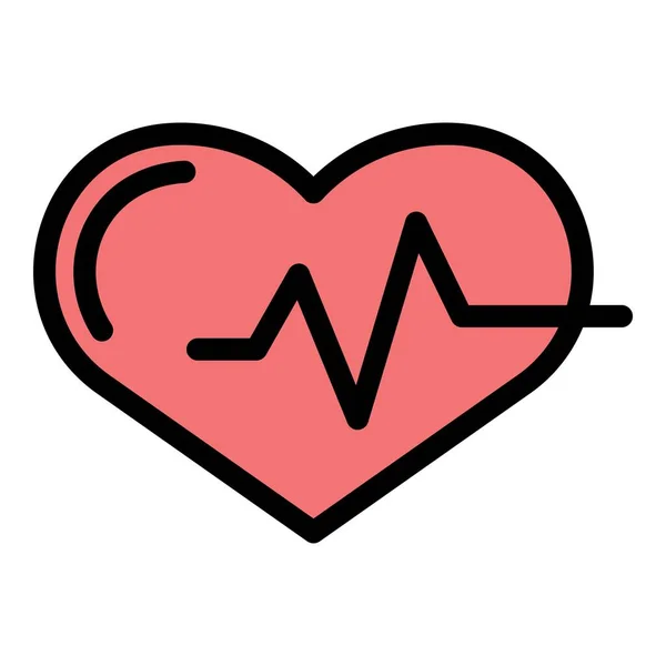 Vettore del contorno del colore dell'icona del polso cardiaco — Vettoriale Stock