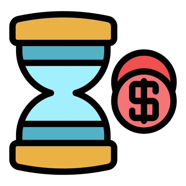 Tempo e dinheiro ícone cor contorno vetor —  Vetores de Stock