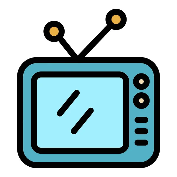 Retro tv icono color contorno vector — Vector de stock