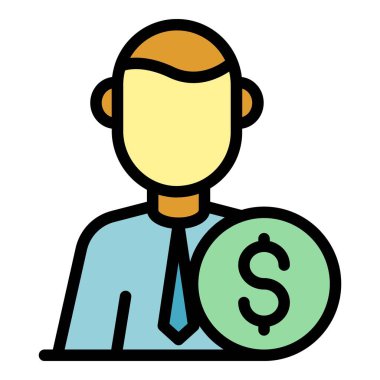 Yönetici yardım simgesi renk ana hatları vektörü