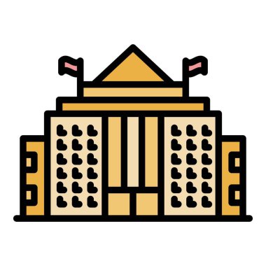 Parlamento binası simge rengi ana hatları vektörü