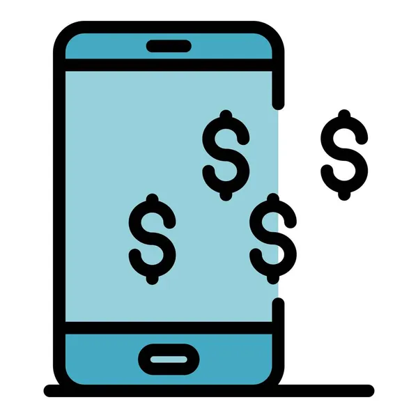 Smartphone pengar nytta ikon färg kontur vektor — Stock vektor