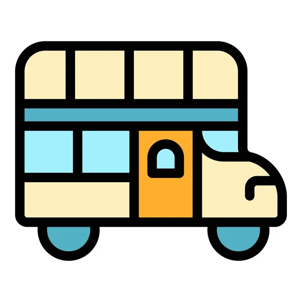 Sightseeing Stadtbus Symbol Farbe Umrissvektor — Stockvektor