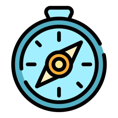 Seyahat pusula simgesi renk ana hatı vektörü