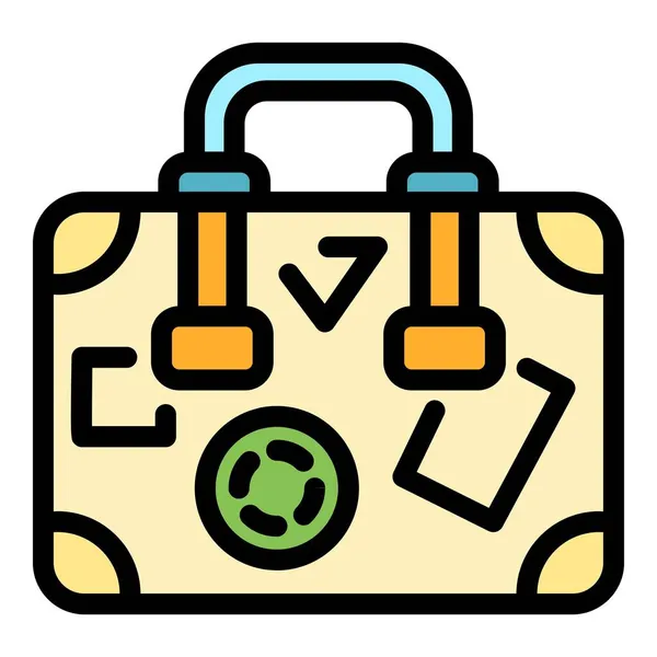 Podróże walizka ikona kolor zarys wektor — Wektor stockowy