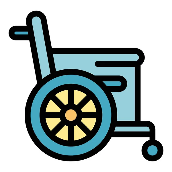 Klasik tekerlekli sandalye simgesi renk ana hatları vektörü — Stok Vektör