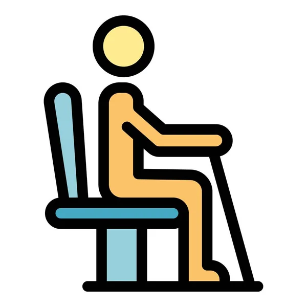 Hombre mayor sentarse silla icono color contorno vector — Vector de stock