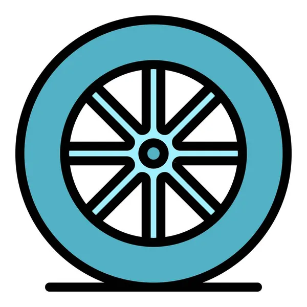 Auto Rad Symbol Farbe Umrissvektor — Stockvektor