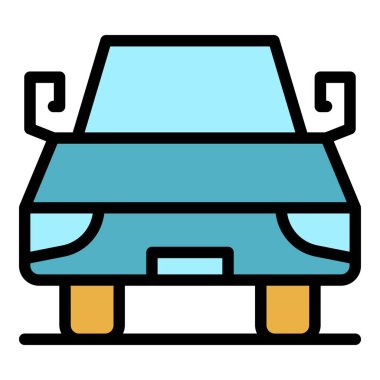 Otomobil makine simgesi renk ana hatları vektörü