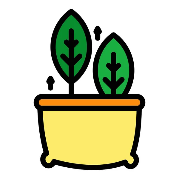 Bolsa con plantas icono color contorno vector — Vector de stock
