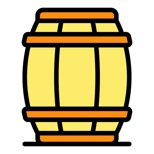 Madera barril icono color contorno vector — Vector de stock