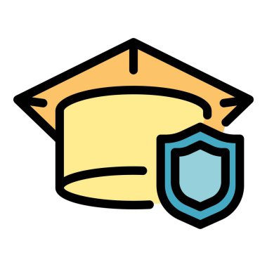 Güvenli çalışma simgesi renk ana hatları vektörü