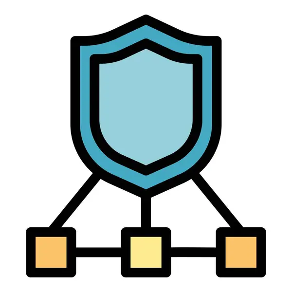 Protetor seguro ícone de proteção cor contorno vetor —  Vetores de Stock