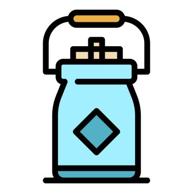 İnek kovası simgesi renk ana hatları vektörü