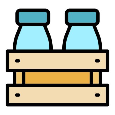 Çiftlik sütü simgesi renk ana hatları vektörü