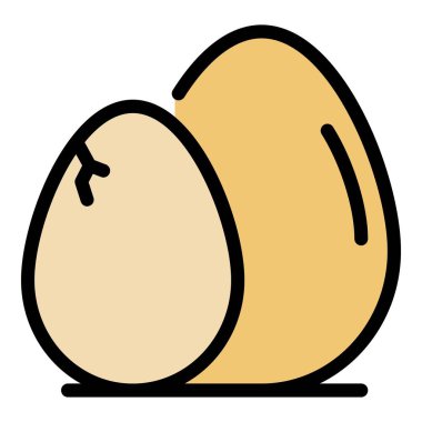 Çiftlik yumurtaları simgesi renk ana hatları vektörü