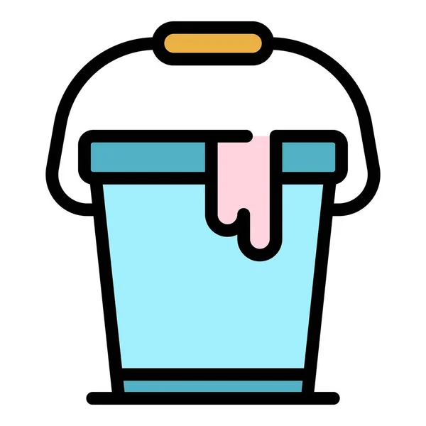 Cubo de agua icono color contorno vector — Vector de stock