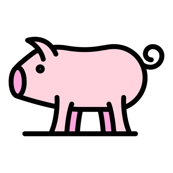 ファーム豚のアイコンカラーアウトラインベクトル — ストックベクタ