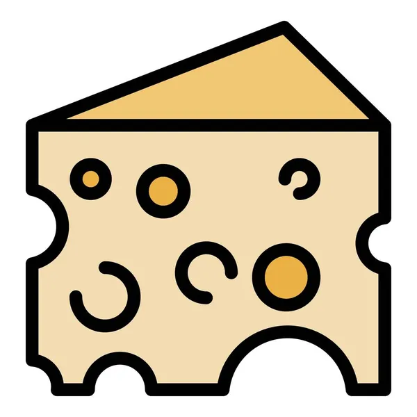 Queso rebanada icono color contorno vector — Vector de stock