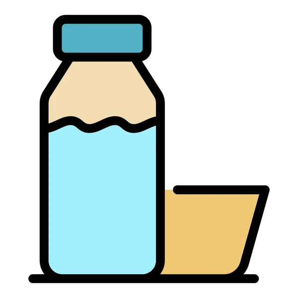 Vecteur de contour couleur icône bouteille de jus — Image vectorielle