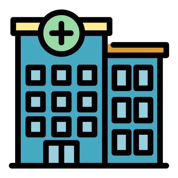 Behinderte Krankenhaus Gebäude Symbol Farbe Umrissvektor — Stockvektor