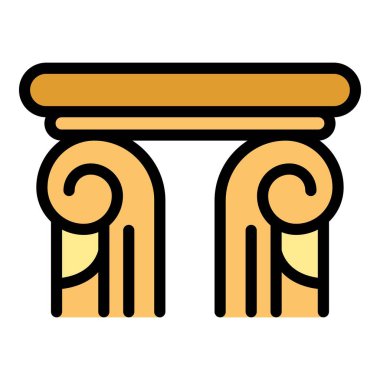 Yunan sütun simgesi renk ana hatları vektörü