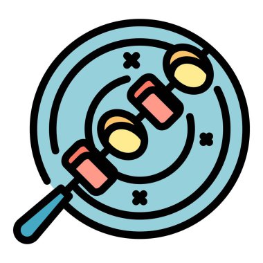 Yunan bbq simgesi renk ana hatları vektörü