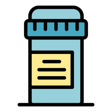 Sağlık hapları simgesi renk ana hatları vektörü