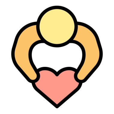 Inlove insan simgesi renk ana hatları vektörü