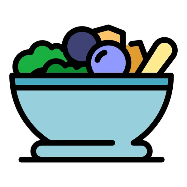 Icône de salade grecque vecteur contour de couleur — Image vectorielle