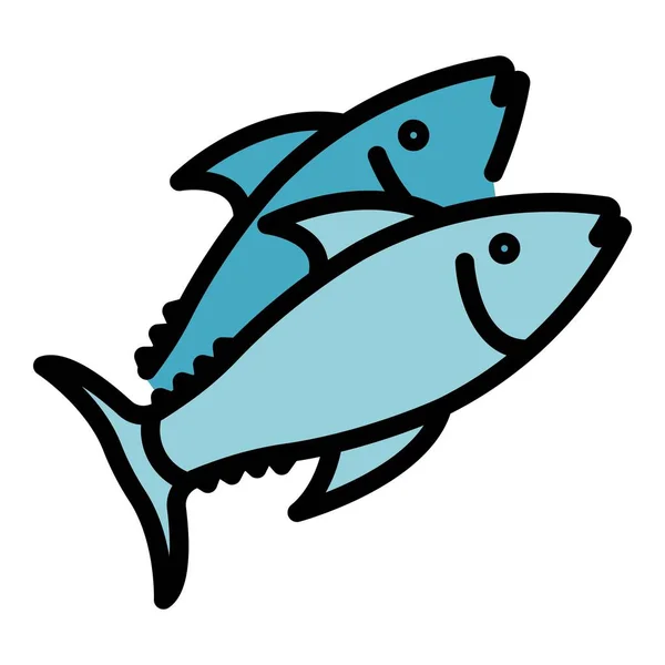 Ícone de peixe do mar grego vetor de contorno de cor — Vetor de Stock