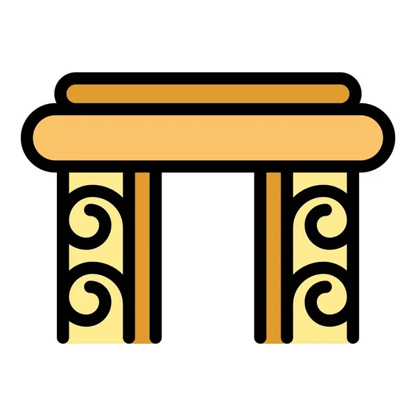 Warna ikon kolom Yunani kuno vektor garis luar - Stok Vektor